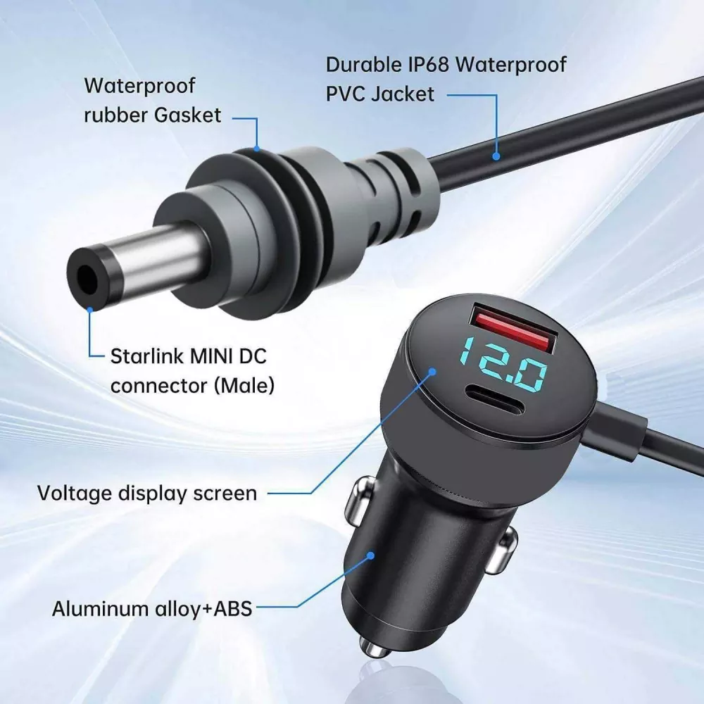 Starlink DC to Digital Display Car Charger Cable